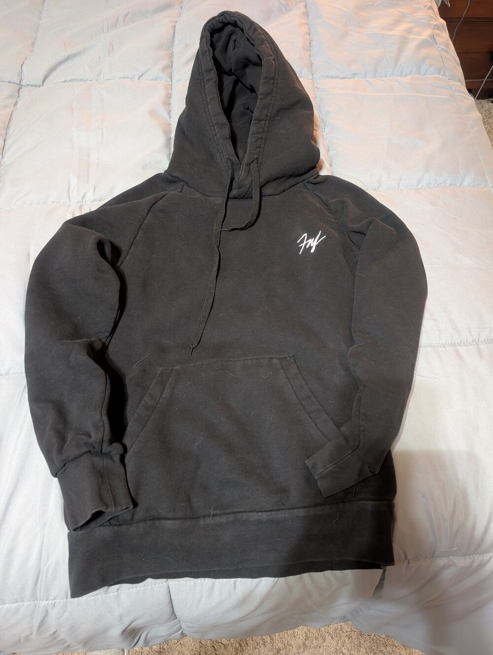 flag nor fail Black Pullover Hoodie with White Script Logo